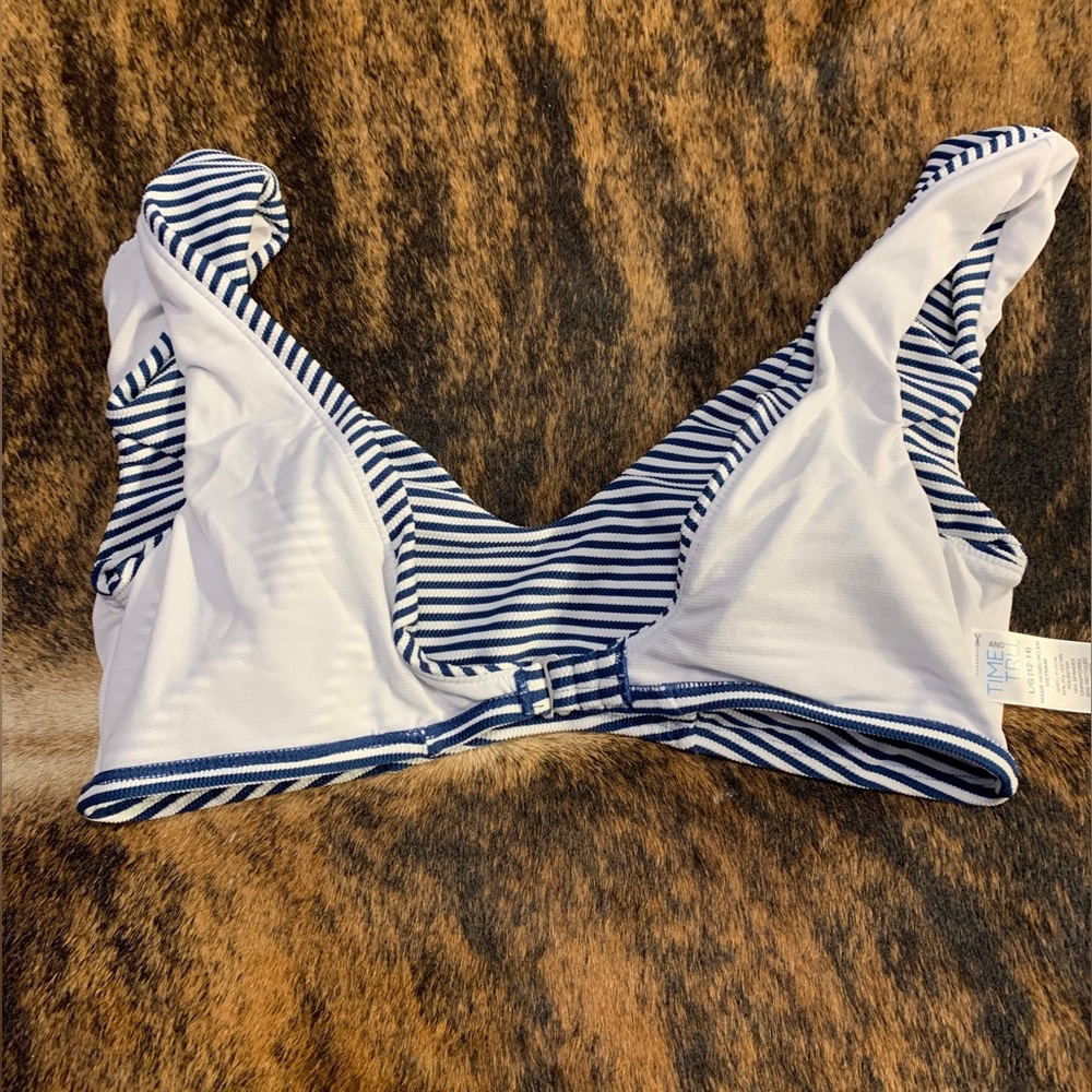 Time and Tru size Large (12-14) blue and white striped bikini top - Picture 5 of 7